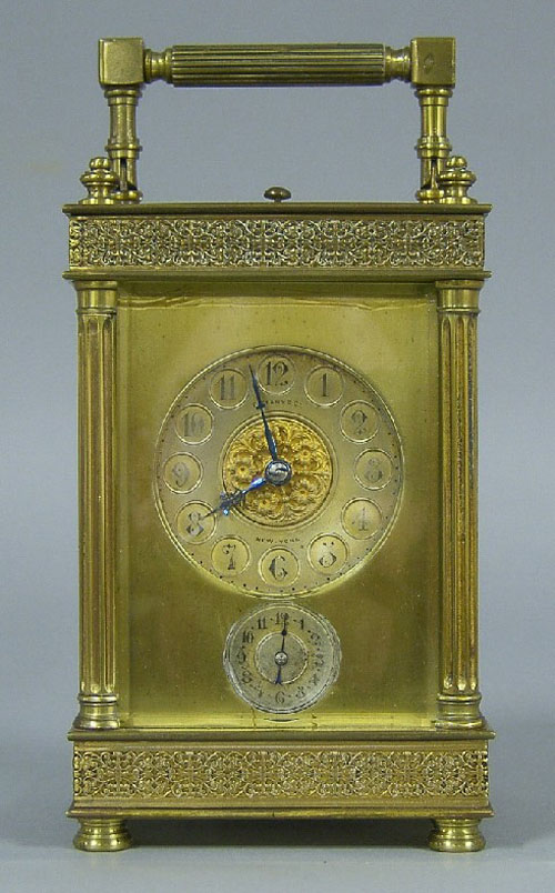 Appraisal: French brass carriage clock retailed by Tiffany Co with alarm