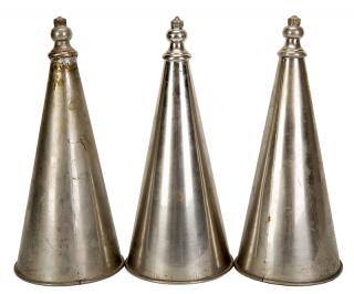 Appraisal: Rice and Orange Transposition Cones Circa Set of three nickel