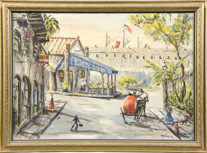 Appraisal: New Orleans School th Century Cafe du Monde oil on