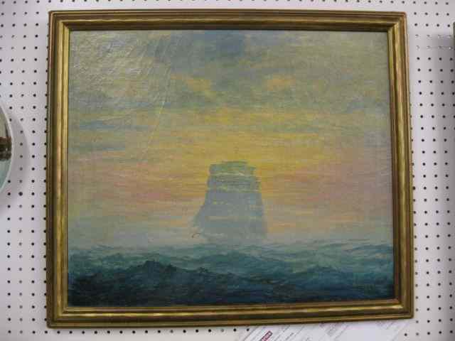 Appraisal: Kenneth Newell Avery Oil Sailing Shipin the mist '' x