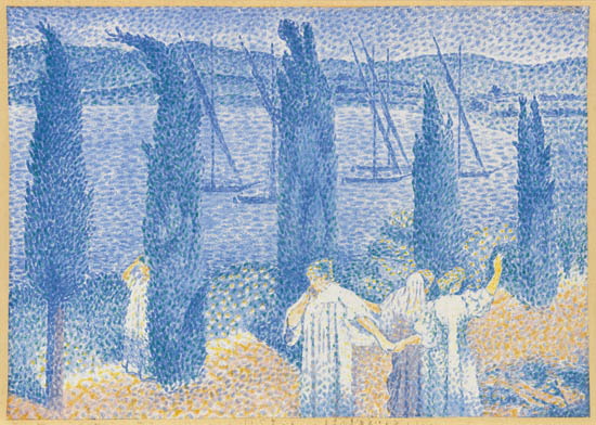 Appraisal: HENRI EDMOND CROSS La Promenade Color lithograph on Chine appliqu