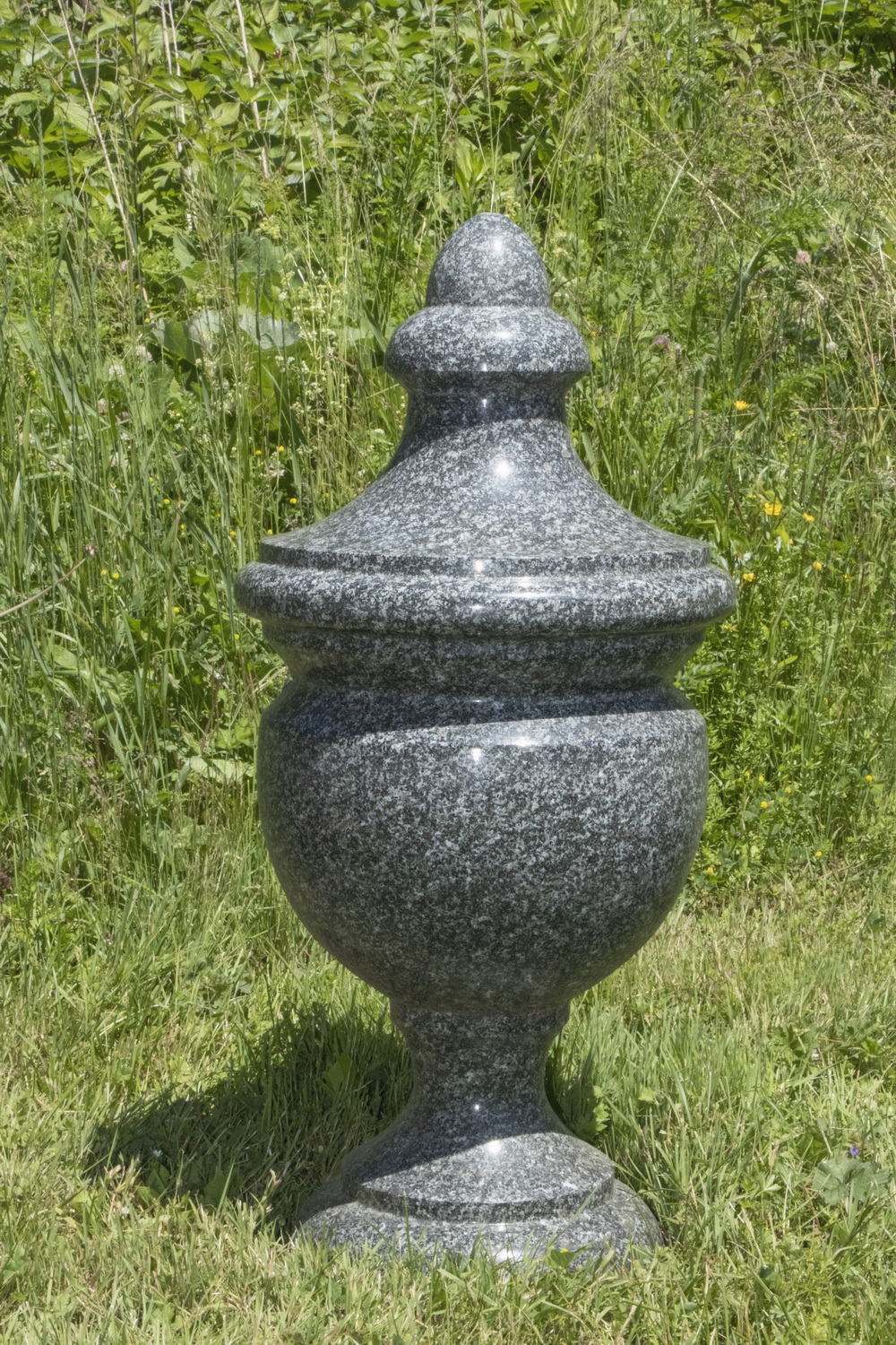 Appraisal: VINTAGE GRANITE GARDEN URN Grand Tour Style Carved Maine Granite