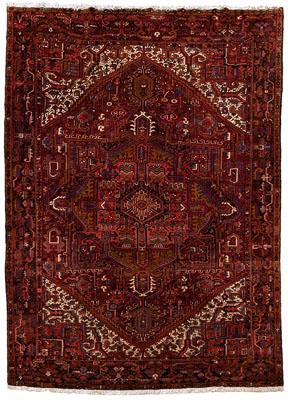 Appraisal: Heriz rug large central medallion with pale olive brick red