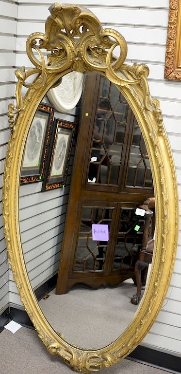 Appraisal: Victorian oval mirror original gilt decoration x Victorian oval mirror