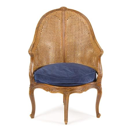 Appraisal: Louis XV Style Walnut and Caned Fauteuil de Bureau Estimate