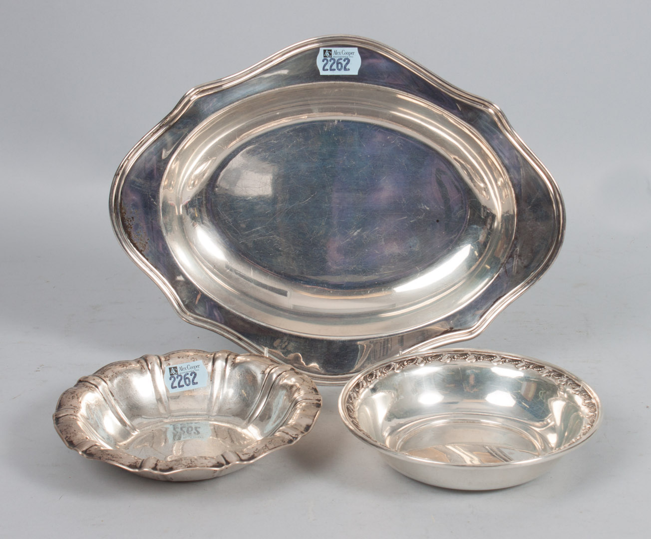 Appraisal: Three sterling silver table articles including bread tray and small