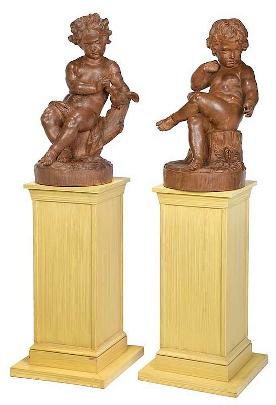 Appraisal: Two French Louis XV Terracotta Figures possibly th century allegorical