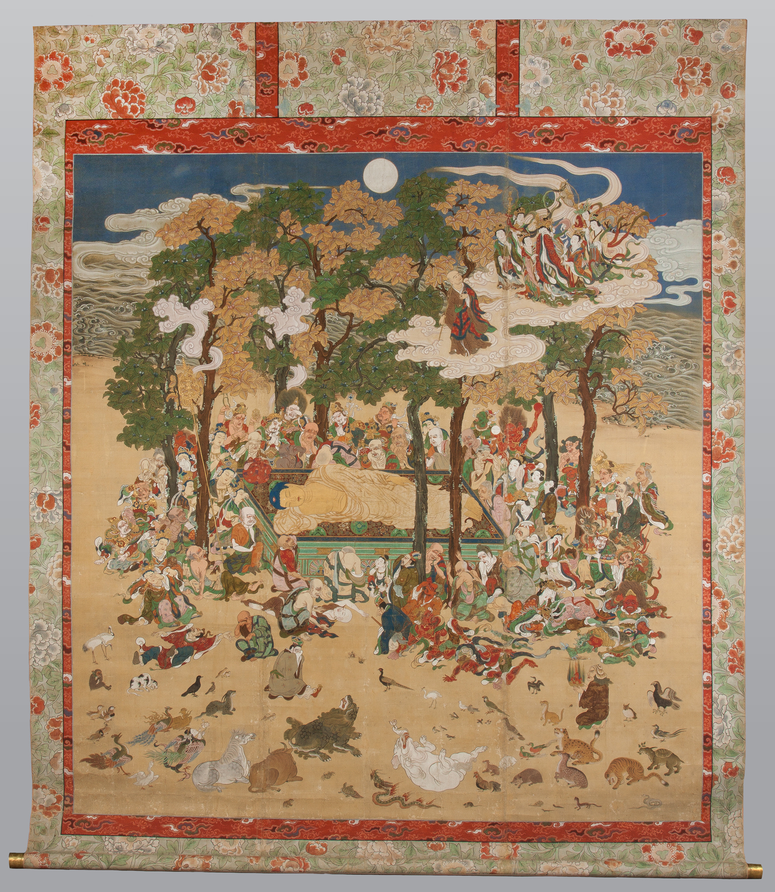 Appraisal: Japanese The Mourning of Buddha Nehan Painting on Silk