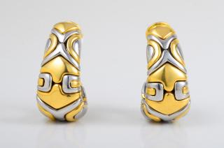 Appraisal: Bulgari Two Tone Hoop Earrings Bulgari two tone hoop earrings