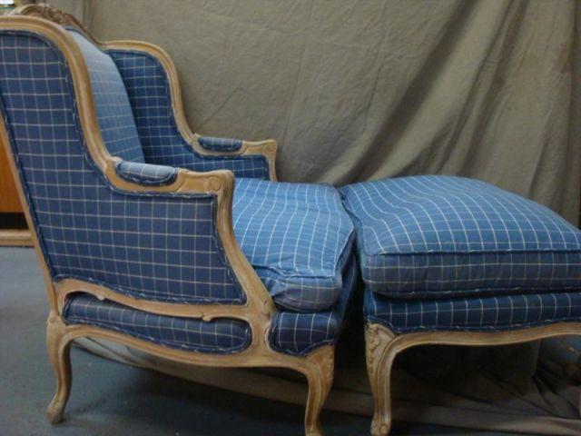 Appraisal: Wingback Chair Footstool From a Sherman CT estate Dimensions Chair-