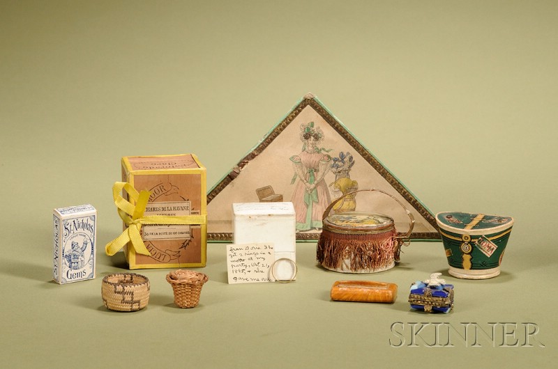 Appraisal: Group of Miniature Containers and Ephemera comprising three candy containers