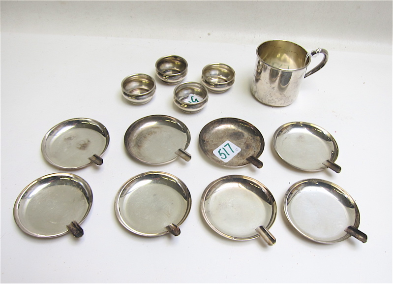 Appraisal: ASSORTED STERLING SILVER HOLLOWWARE thirteen pieces child's cup set of