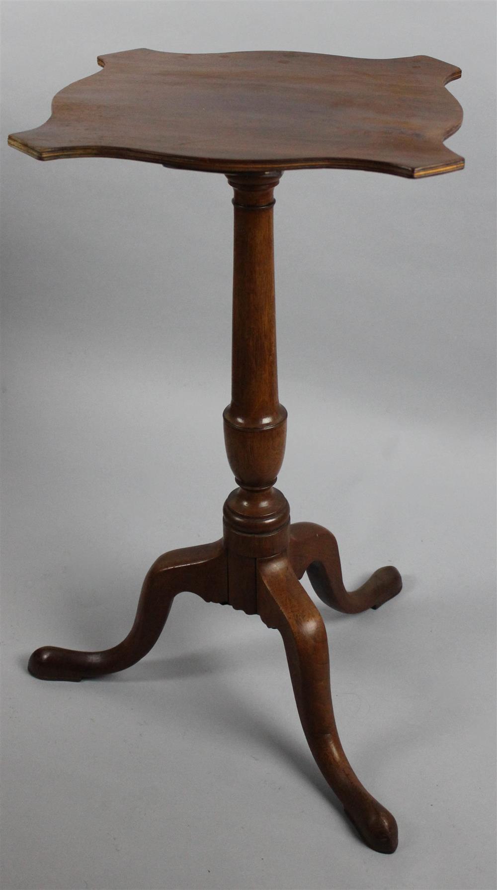 Appraisal: FEDERAL INLAID SHAPED TOP MAHOGANY CANDLESTAND having a shaped top