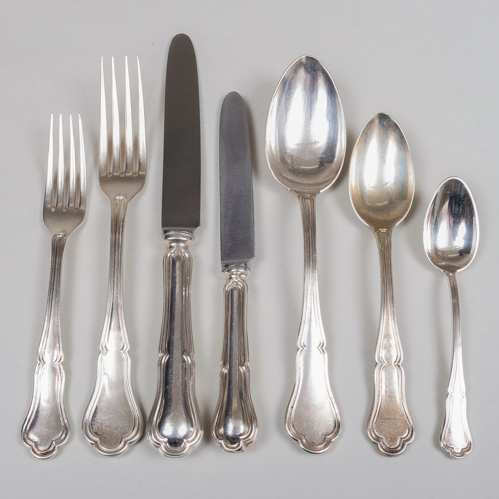 Appraisal: Italian Silver Flatware Part Service and an Assembled English Part