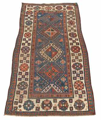 Appraisal: An Antique Shirvan Carpet Very stylized carpet with medium blue