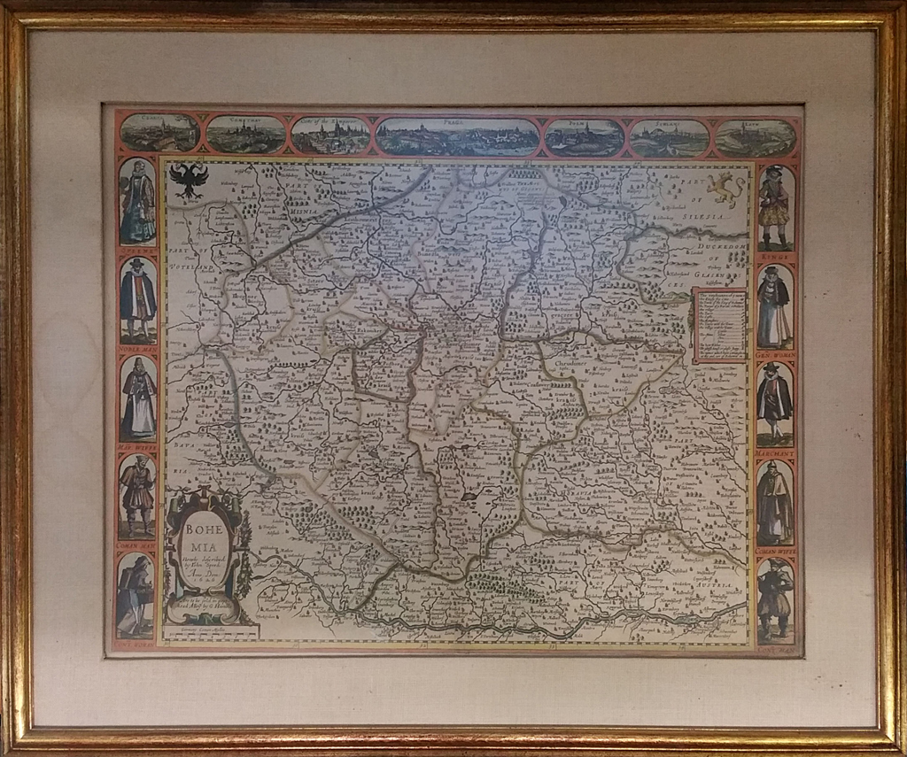 Appraisal: SPEED JOHN Bohemia Double-page engraved map with carte-a-figures surround attractively