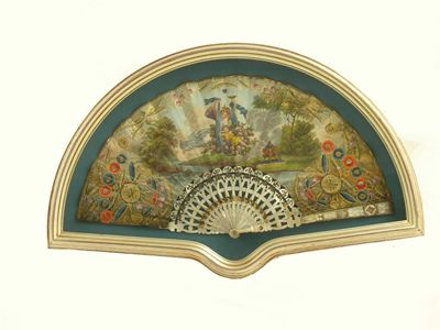 Appraisal: A Spanish fan c with gilded and decorated mother of