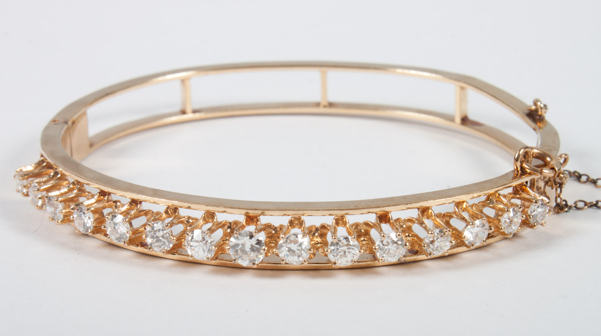 Appraisal: Lady's K gold and diamond bangle bracelet containing fifteen round