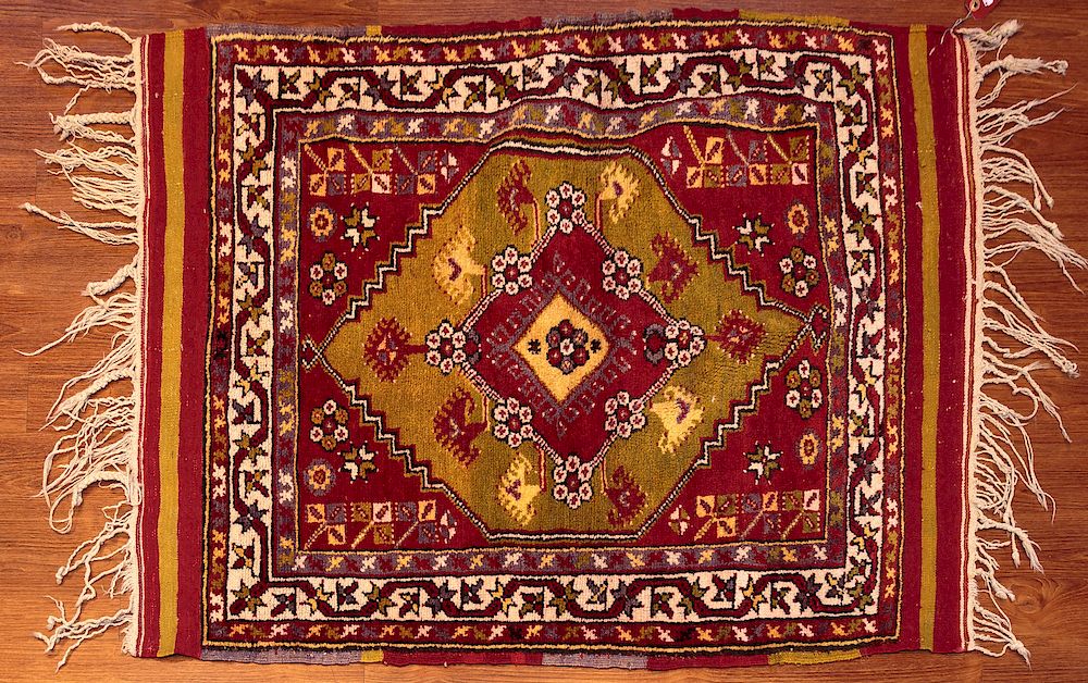 Appraisal: Turkish Yastik Rug x hand knotted wool foundation Condition Absence