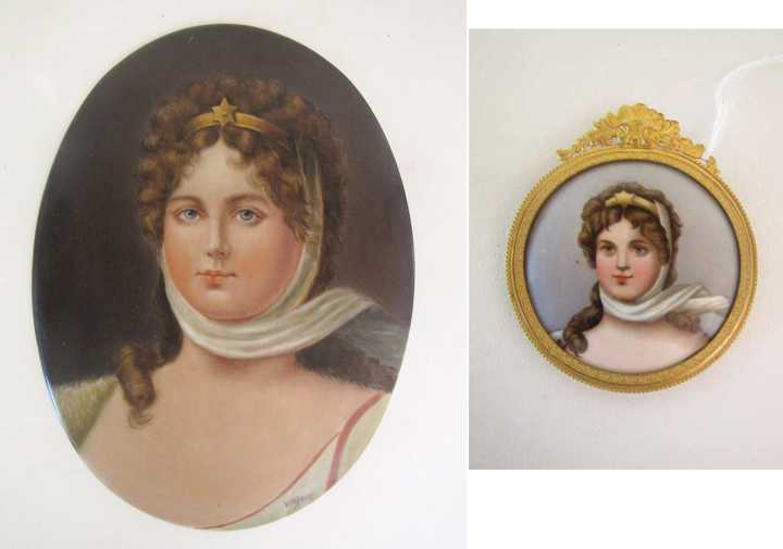 Appraisal: TWO HAND PAINTED PORCELAIN PORTRAITS of Queen Louisa of Prussia