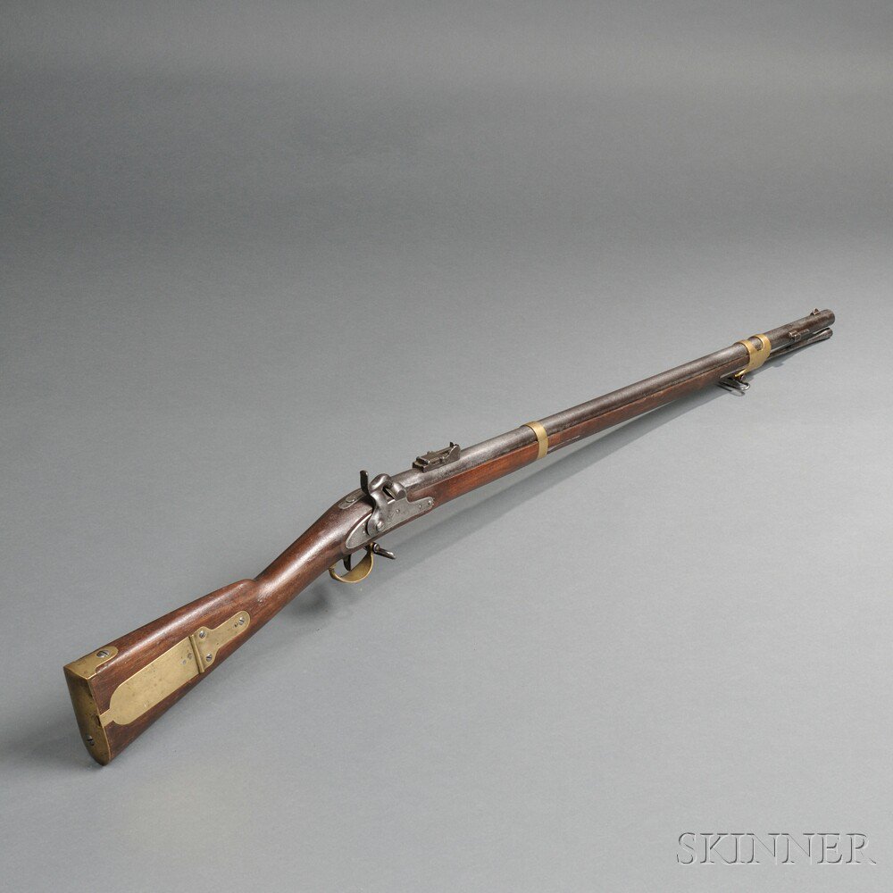 Appraisal: Model Percussion Rifle c walnut stock with brass patchbox inspector