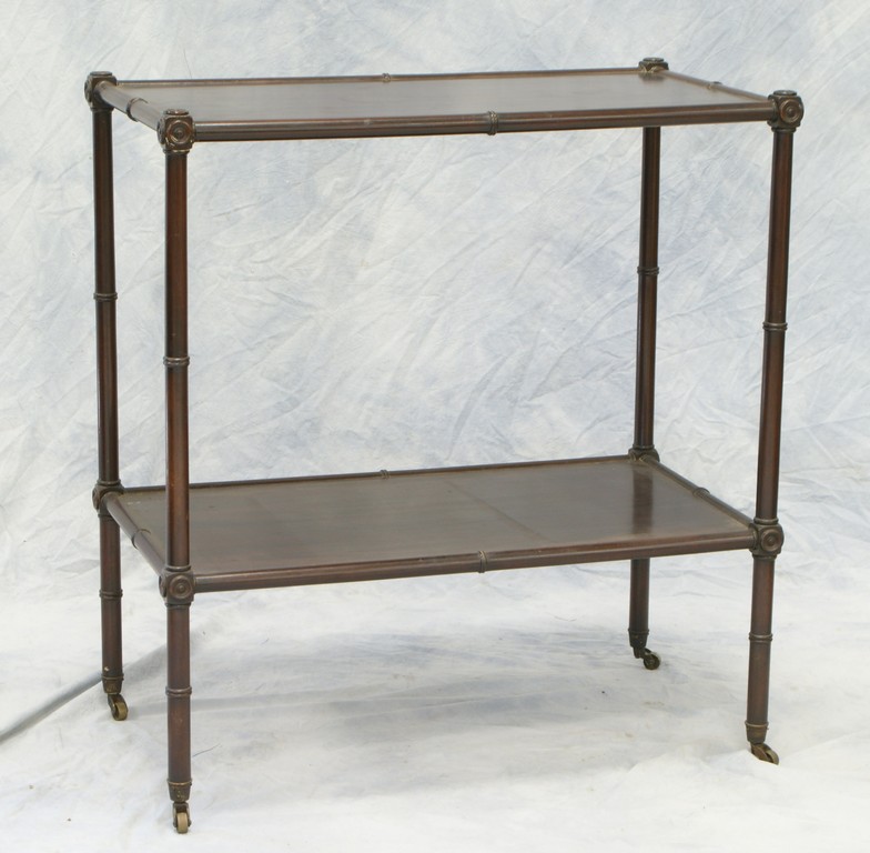 Appraisal: Regency -Tier Mahogany Serving Cart with faux bamboo turnings on