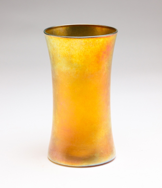 Appraisal: First quarter th century Gold iridescence cylinder shape with scooped