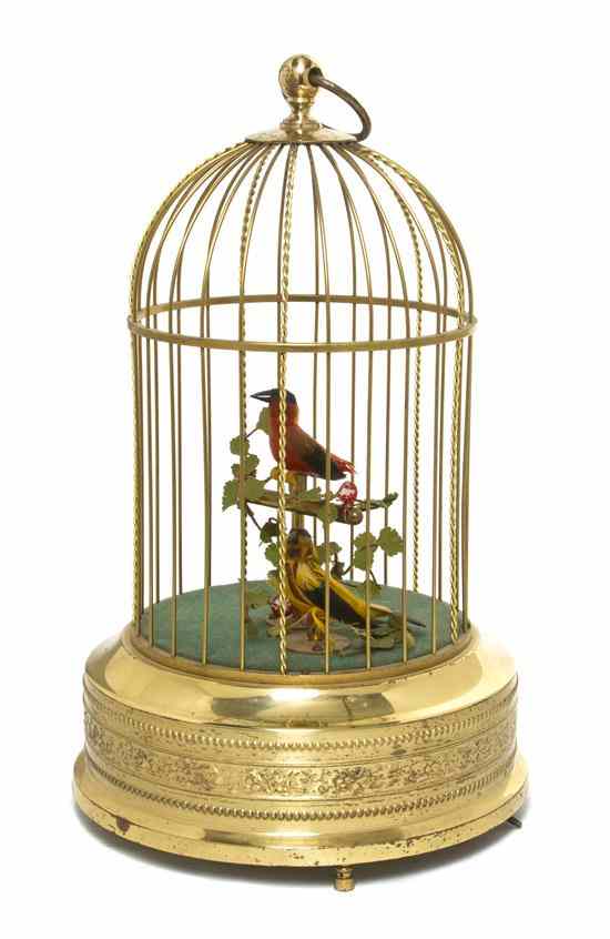 Appraisal: A Swiss Singing Bird Cage Automaton the domed cage containing