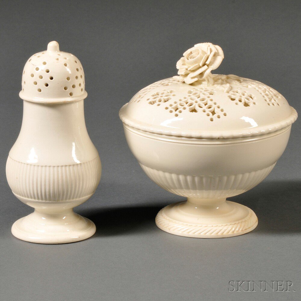 Appraisal: Two Staffordshire Cream-colored Earthenware Items England late th century sauce