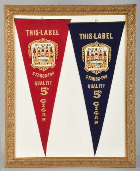 Appraisal: Lot of Schleeger Cigar Advertising Banners Description to Both pieces