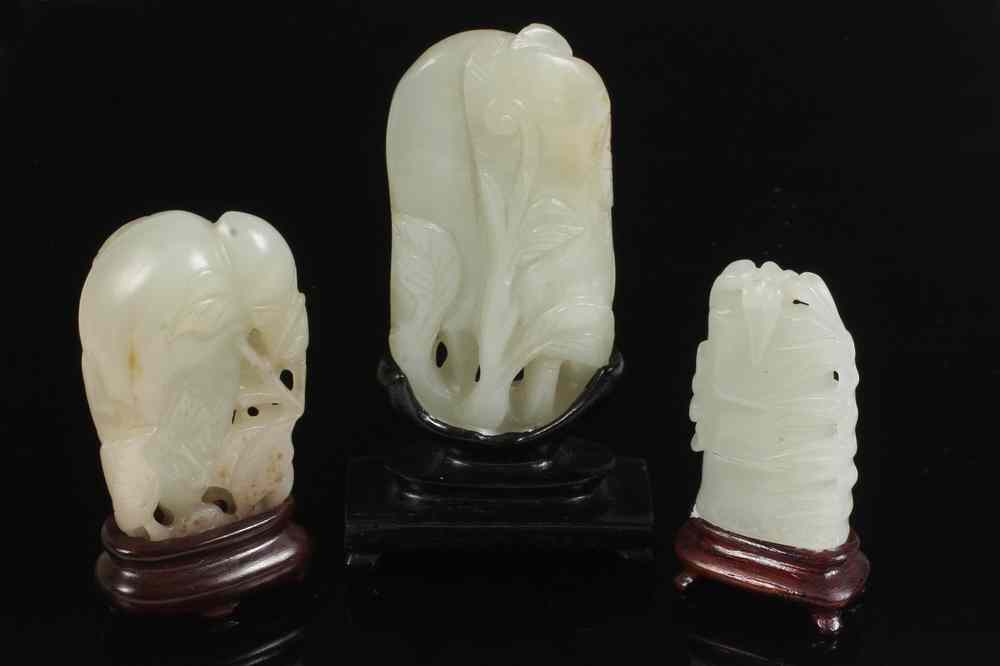 Appraisal: CHINESE JADE CARVINGS - Three th c Celadon Jade Carvings