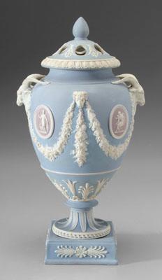 Appraisal: Wedgwood tri-color urn oval reserves with classical figures on lavender