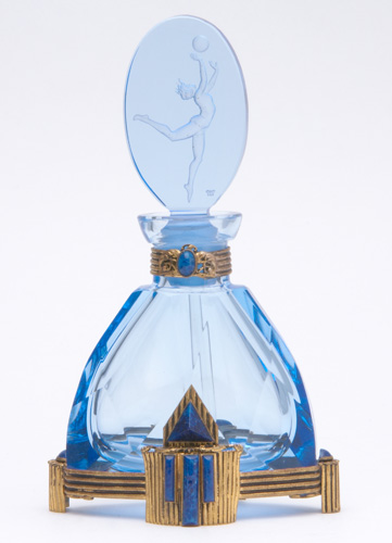 Appraisal: HOFFMAN Czech Perfume bottle in blue crystal with stylized jeweled