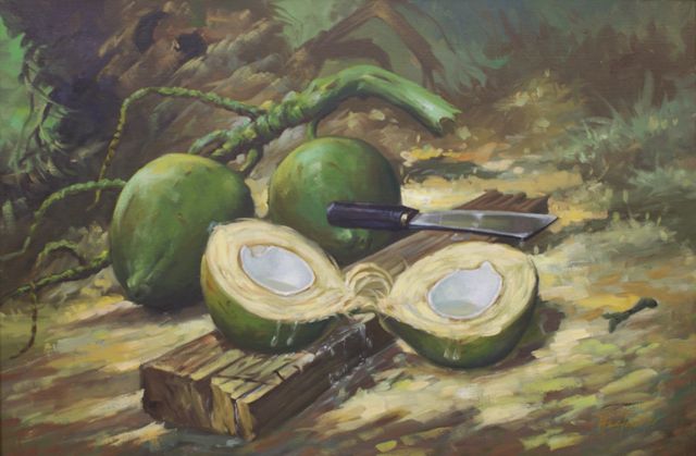 Appraisal: Twentieth Century School Still Life with Coconuts oil on canvas