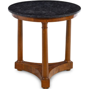 Appraisal: An Empire Walnut Marble-Top Gu ridon Circa Height x diameter