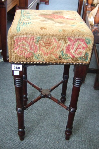 Appraisal: An early th century mahogany child's stool the seat upholstered