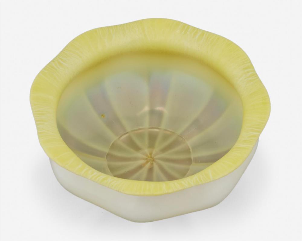 Appraisal: A L C Tiffany yellow opalescent Favrile glass bowl First-quarter