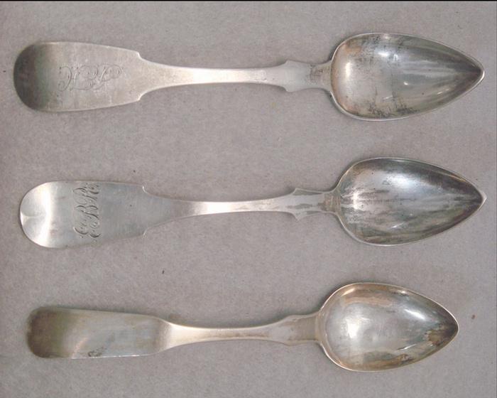 Appraisal: coin silver teaspoons A Miller unknown c coin silver teaspoons