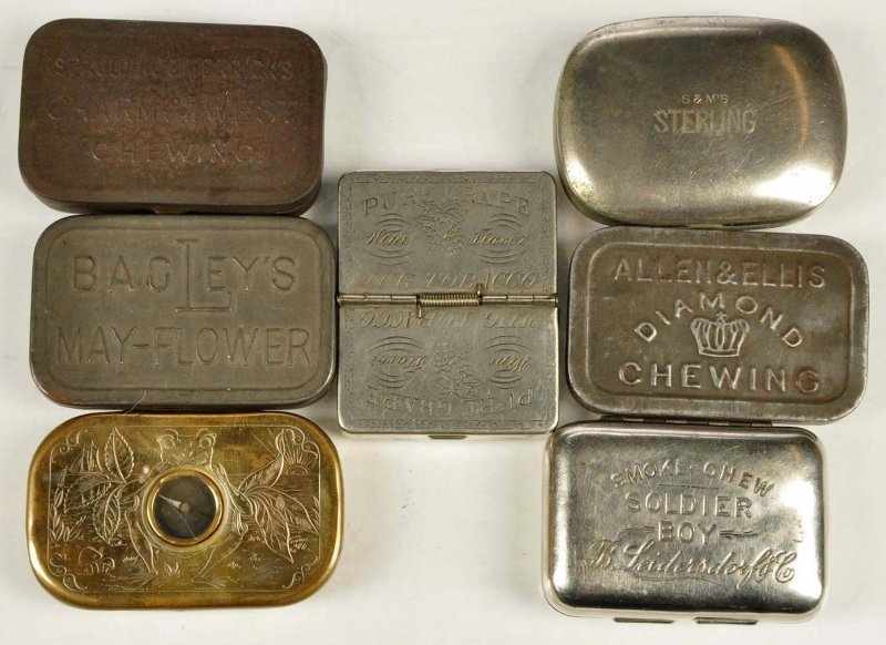 Appraisal: Lot of Flat Pocket Tins Description Bright silver embossed group