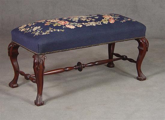 Appraisal: Colonial Style Upholstered Bench Mid th Century Cabriole legs with