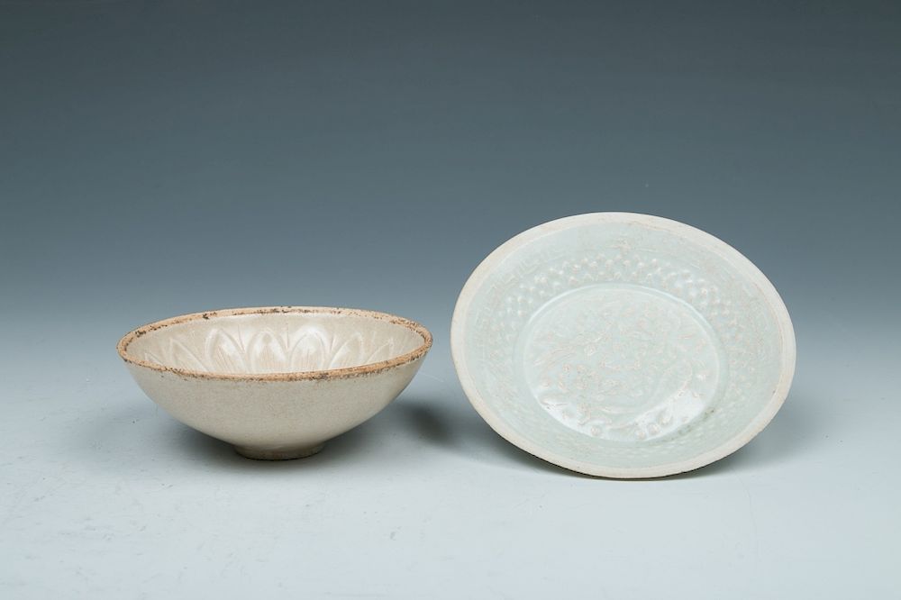 Appraisal: GROUP OF CELADON PLATE AND WHITE BOWL Of two porcelain