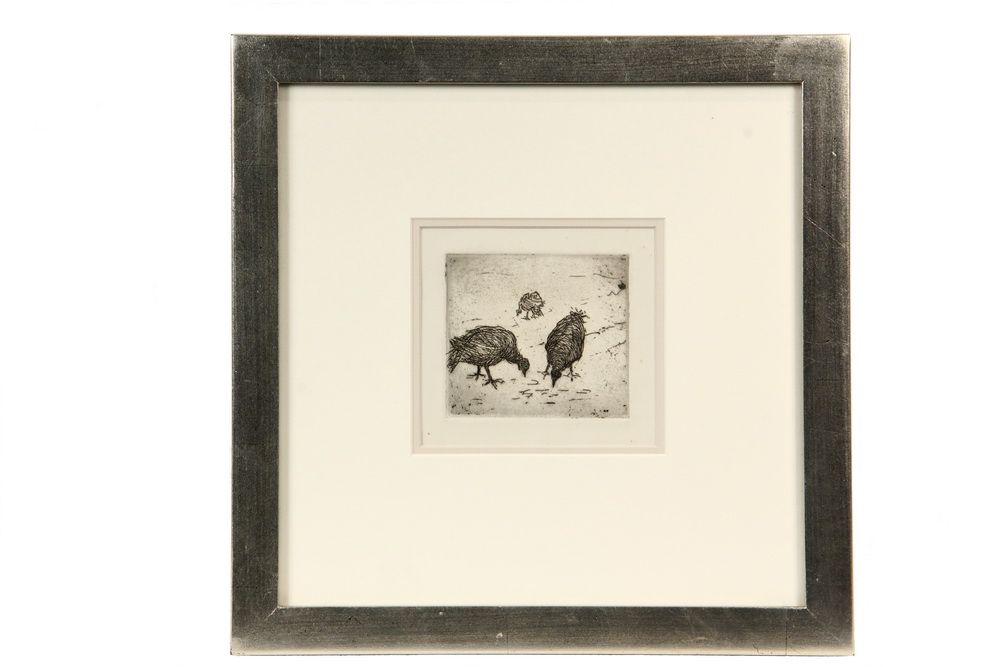 Appraisal: GERTRUDE HORSFORD FISKE MA - - Feeding Birds etching on