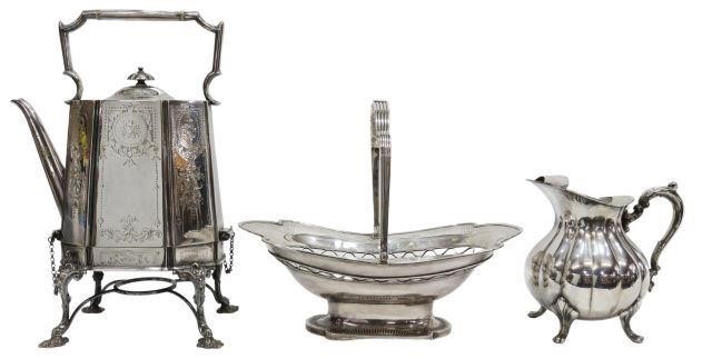 Appraisal: lot of Silver plate tableware including cake basket with reeded