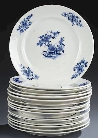 Appraisal: Set of French blue white porcelain plates A set of