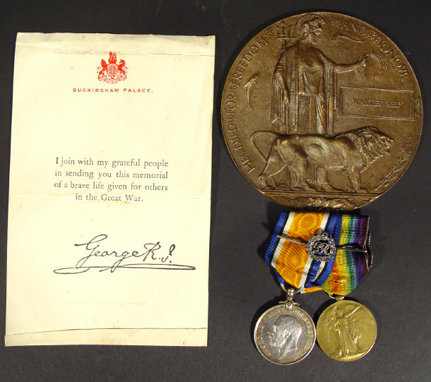 Appraisal: World War I military medal group and death plaque comprising