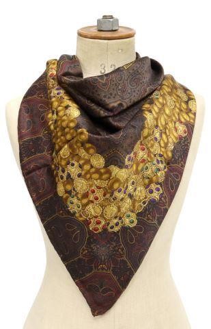 Appraisal: Chanel silk scarf paisley pattern with gold jewelry and polychrome