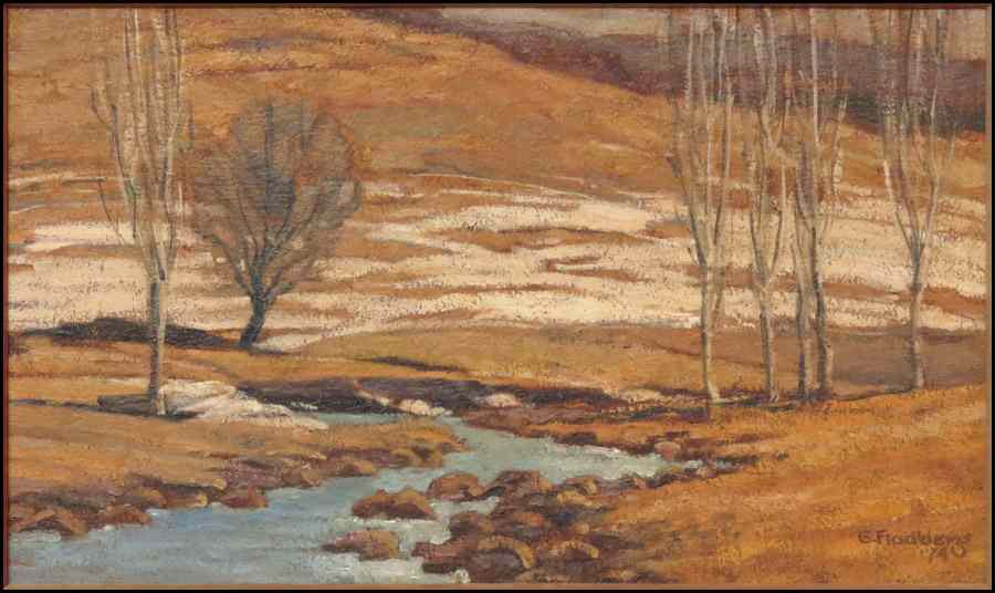 Appraisal: GILBERT FLODBERG B FOOTHILLS CREEK Oil on panel ''x ''