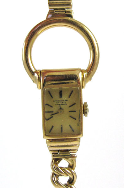 Appraisal: LADY'S EIGHTEEN KARAT GOLD INTEGRAL BRACELET WRIST WATCH International Watch