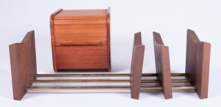 Appraisal: Tambour Roll Top Box Sliding Bookends Teak-Tech tambour door card