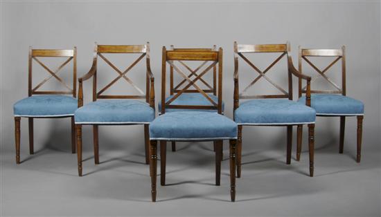 Appraisal: A Set of Six Regency Style Cross Back Chairs Height